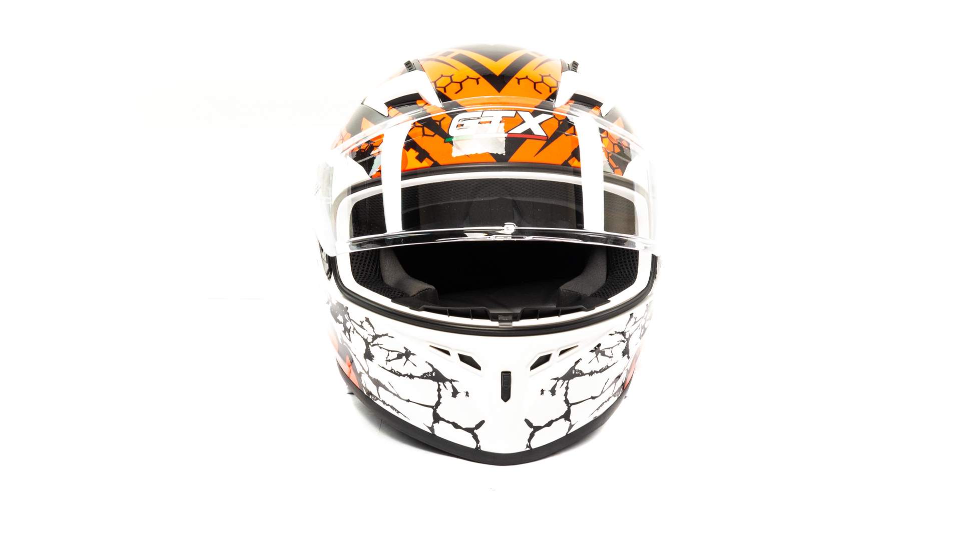 Шлем мото интеграл GTX 578 №6 (L) WHITE/FLUO ORANGE RED BLACK